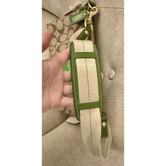 NWT Coach Heritage Stripe Shoulder Bag - Green Khaki Signature Canvas Y2K Retro - Picture 8 of 8
